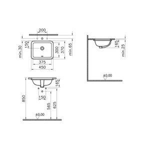 VitrA S20 Tezgah Altı Lavabo 38cm