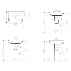 VitrA S20 Lavabo 60cm + Kolon Ayak
